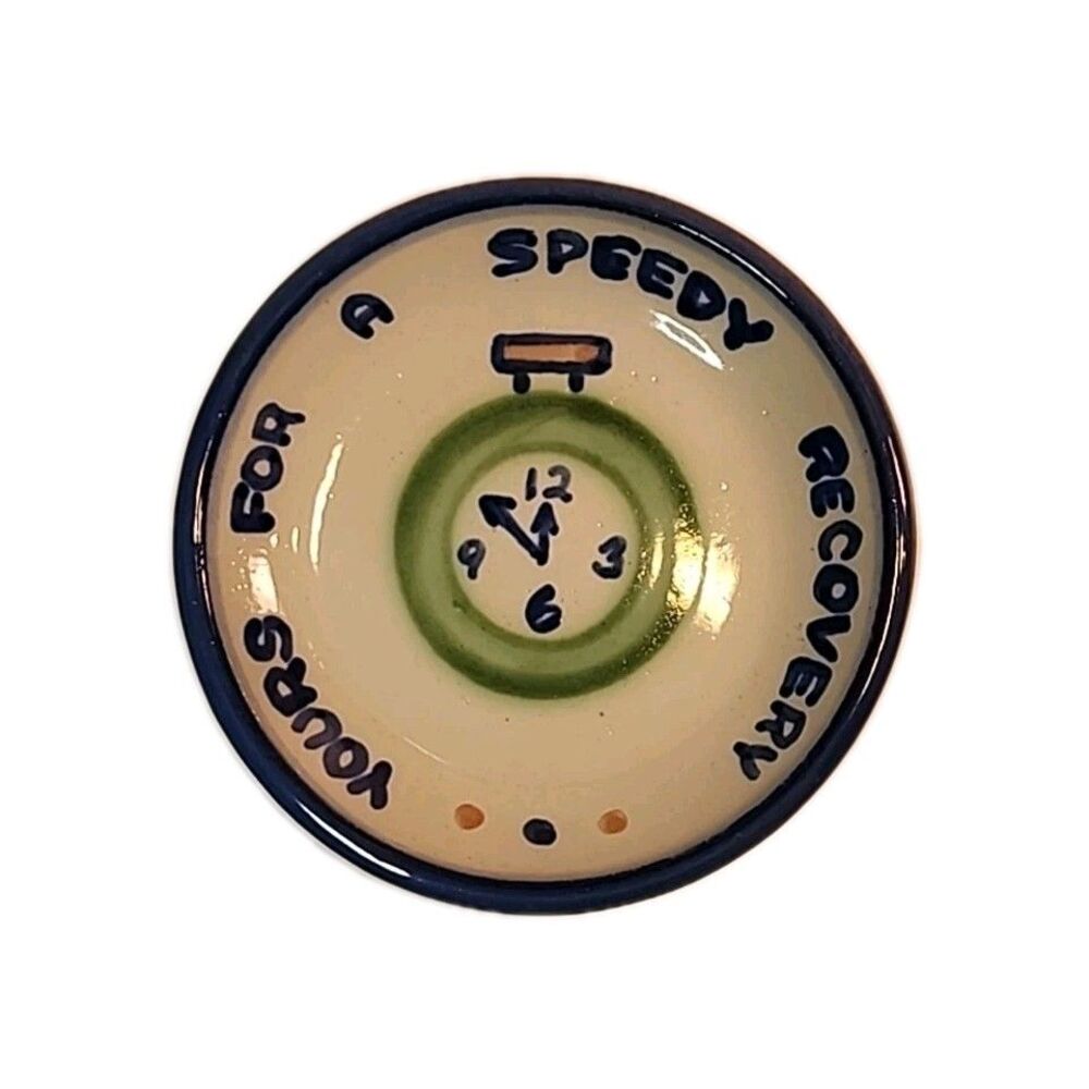M. A. Hadley Yours For A Speedy Recovery Signed Art Pottery 4 1/4” Coaster Plate